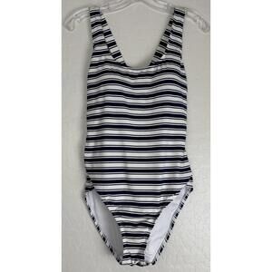 Lands End 1 Pc Swim Wide Straps‎ M Blue White Stripe 1864